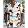 Men's Coconut Tree Beach Ocean Print Short Sleeve Shirt, Spring Summer Vacation Blouse, Loose Casual Top