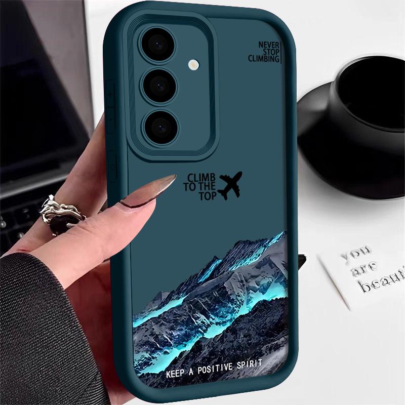 Plane Mountain Pattern TPU Matte Phone Case Shell For Samsung S25 S24 FE S23 Ultra A56 A36 A16 A15 A55 A35 A26 Soft Silicone Shockproof Bumper Cover