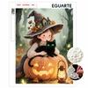 Halloween Pearl Painting Art Full Pearl Handmade Diy Home Decorations Pumpkin Witch Black Cat Autumn Forest Glowing Lantern Wall Decor