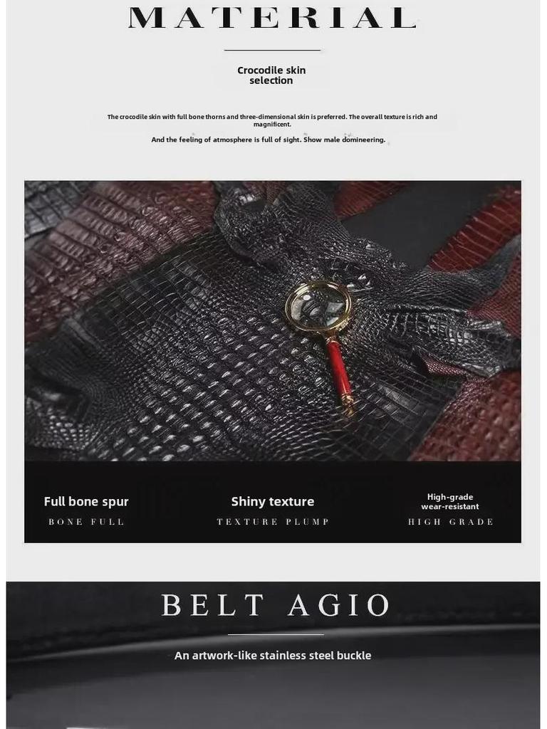 Authentic Crocodile Leather Belt - Durable, Versatile, Casual & Business, 3.8 Cm Wide