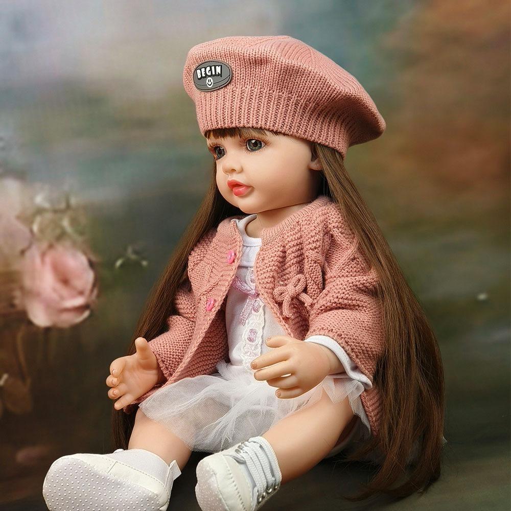 Adorable Betty Reborn Toddler Doll for Age 3+ Years Old Girl 22'' 55CM Silicone Full Body Long Pasted Hair Princess Realistic Newborn Baby Doll Toys