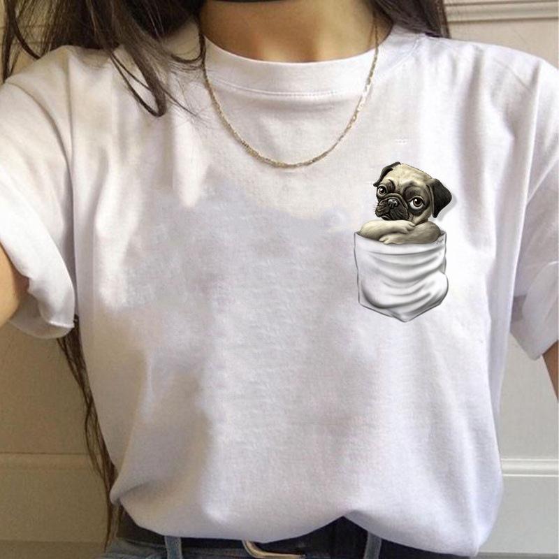 Korean Style Casual Short-Sleeved T-Shirt for Women Spring/Summer Cartoon Panda Print Loose Base Shirt Polyester Fabric