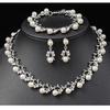 Korean Version of Pearl Necklace Earrings Set Bridal Dress Versatile Accessories Small Fresh Alloy Electroplating Three-piece Set