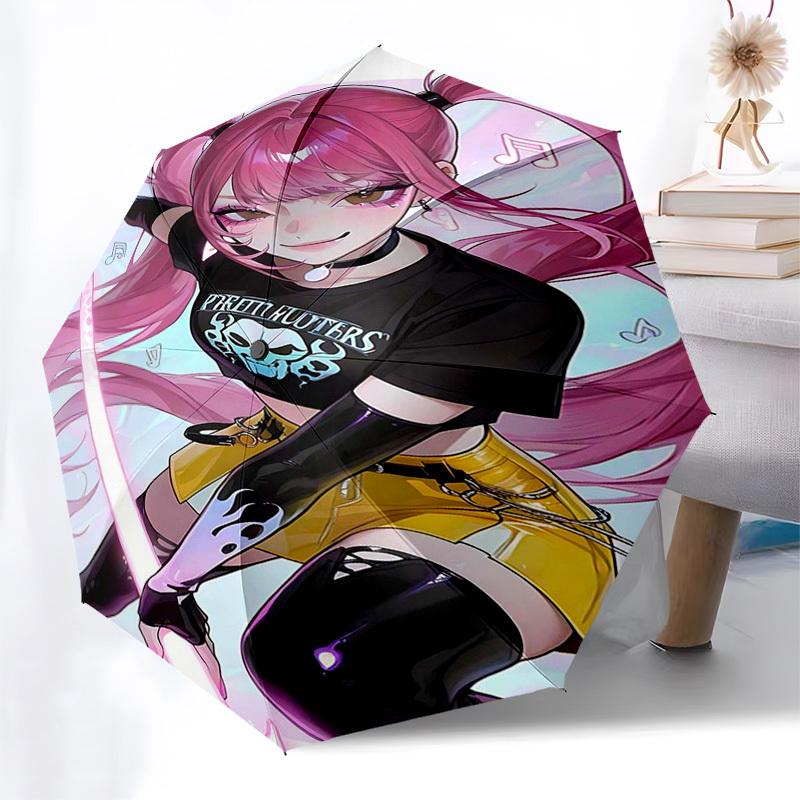 1pc Romantic Anime Couple Design Automatic Opening Closing Umbrella with Foldable Design, 8-Bone Iron Frame, Outdoor Use, Perfect Gift for Fans, Trave