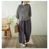 DIMANAF 2026 Plus Size Summer Women Blouse Shirts Tunic Oversize Loose Casual Lady Tops Vintage Lady Plaid Black