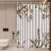 1pc Vintage floral branch pattern shower curtain, polyester fabric, machine washable, suitable for bathroom decoration