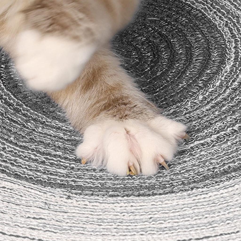 Cat Scratching Pad 14 Inch Round 36cm Diameter 2mm Thickness Gray Blue Brown Cotton Thread Cat Floor Scratcher Mat Rug for