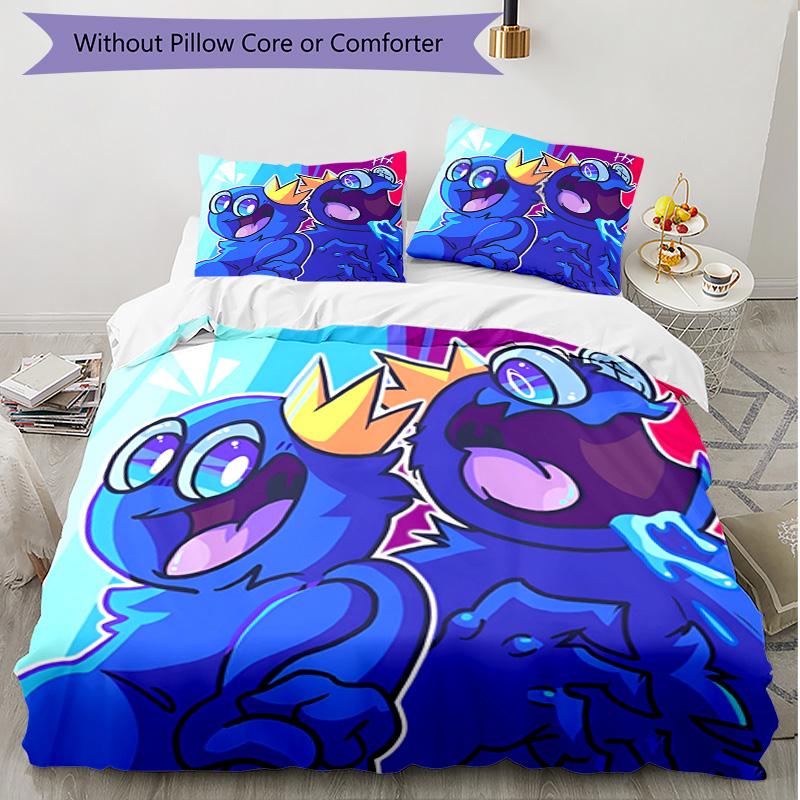 3pcs Duvet Cover Set (1*Duvet Cover + 2*Pillowcase, Without Core), Game Rainbow Friends Print Soft All‑Season Bedding Set, Home Bedroom Decor Gift