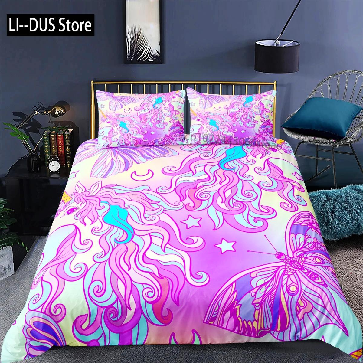 

Unicorn Children Bedding Set for Kids Baby Child Twin Full Queen King Size Quilt Cartoon Duvet Cover Set Pillowcase Bed Linens EU single(135x200cm)
