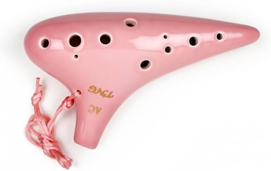 

TNG Ocarina Musical Instrument Single Holes High Quality C Key AC fingering Ocarina Tube Playing Glazed Finish [12 / Alto/Pink] (with chart) зелёный