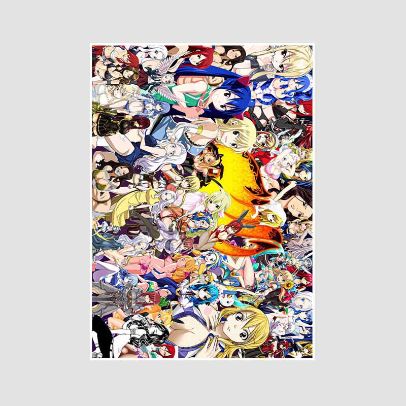 Japanische klassische Anime-Poster und Drucke, Wanddekoration, Retro-Weißpapier, Fairy Tail-Poster, Kunstgemälde, Wohnzimmer, Heimdekoration, Wandbild