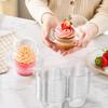 Individual Dessert Packages in Clear Plastic with Hinged Domed Covers and Fold-Over Fasteners for Takeout Display