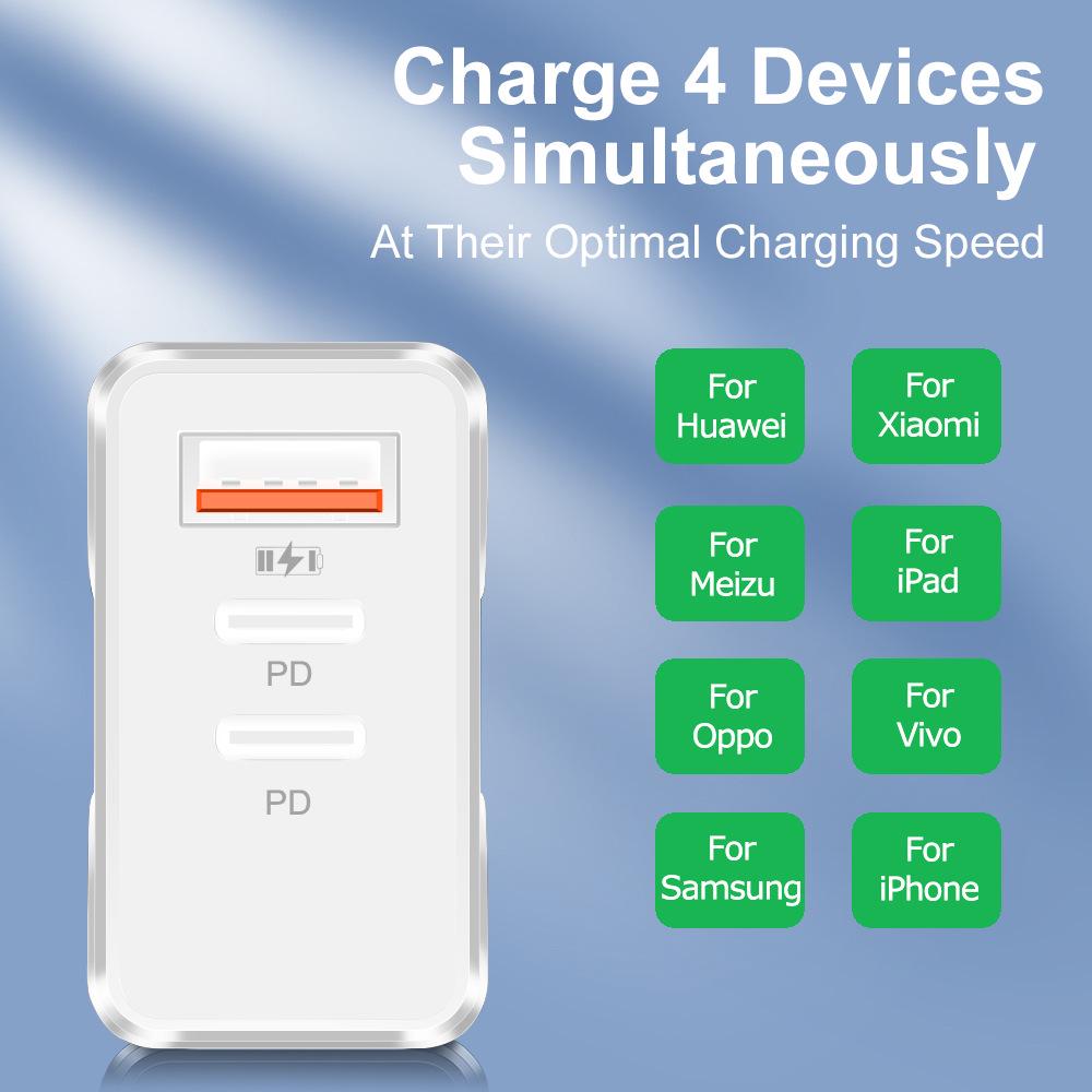 Universal Power Adapter: Compatible with UK, EU, US, AU Standards, 1 USB & 2 PD Ports.