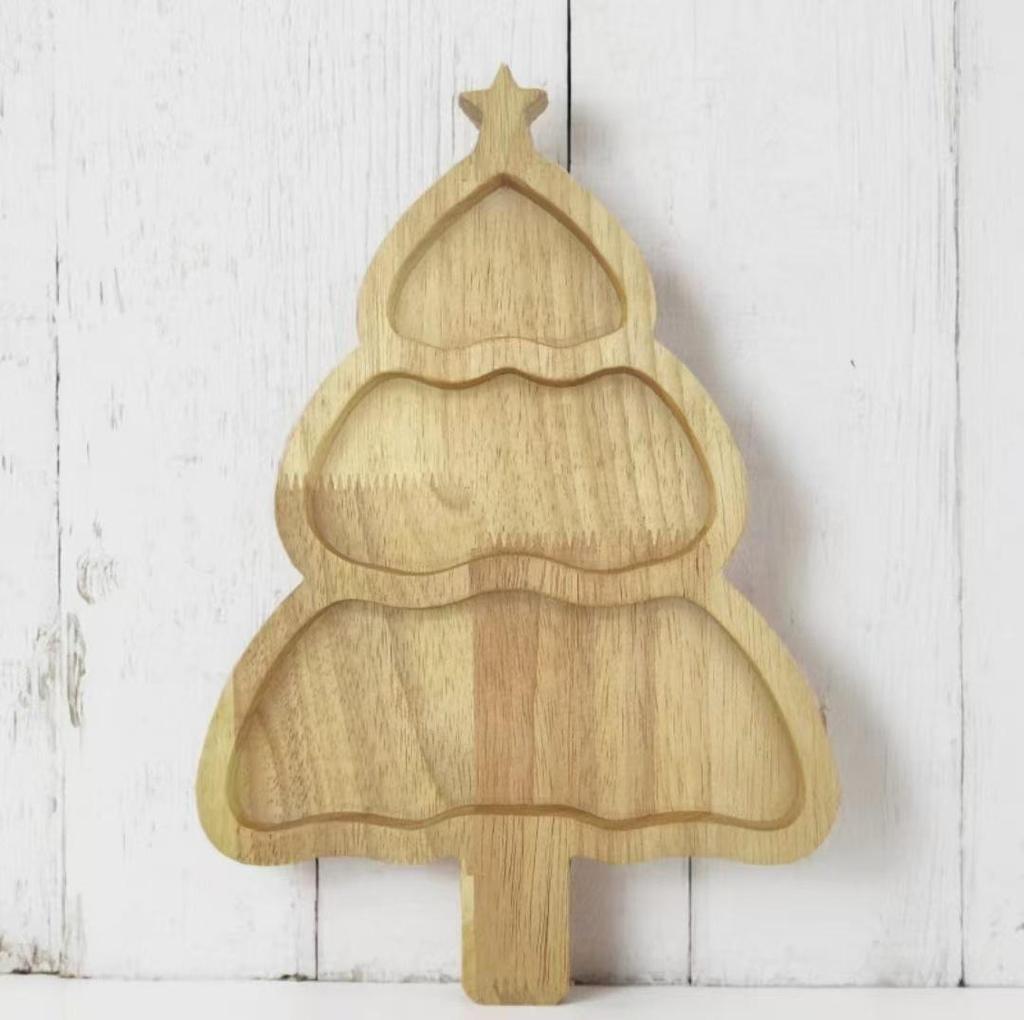 Wooden Holiday Tray: Reindeer, Christmas Tree, Rabbit, Hat Decor