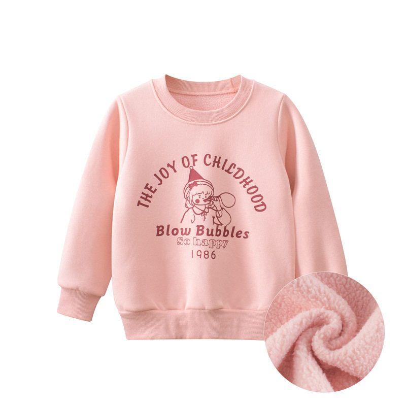 27Home Korean Brand Children s Clothing Girls Fleece Sweatshirt 2026 Autumn and Winter Bear Cartoon Baby Clothes H2035 Pink 120