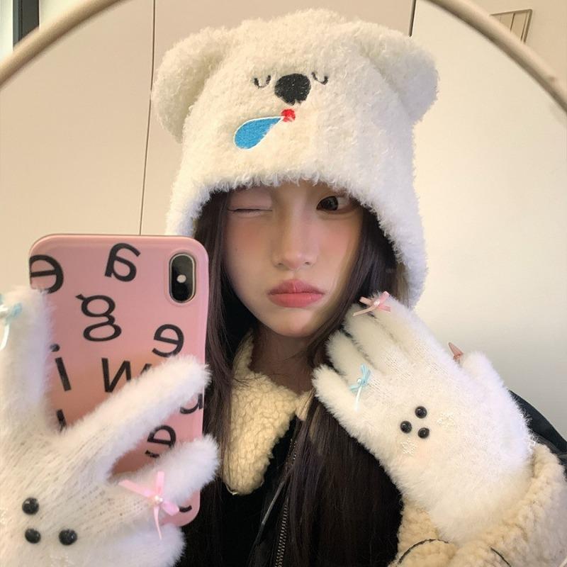 Flowers and Less Zhao Zhaoyi Grey Wool Hat Women's Autumn and Winter Warm Ear Protector Small Baotou Hat