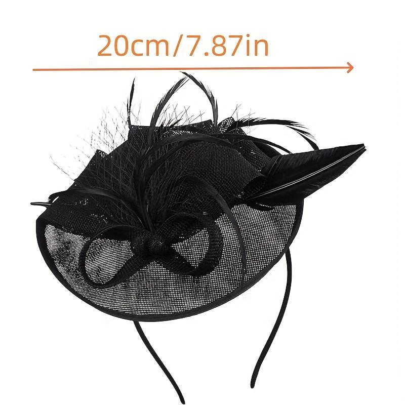 Elegantní černý fascinátor ze síťoviny a peří pro ženy - Šik doplněk do drdolu s mašlí, ideální na svatby, večírky a formální události