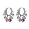 Yhpup Stainless Steel Colorful Cubic Zirconia Hoop Earrings for Women Exquisite Fashion Metal Texture Geometric Earrings Gift