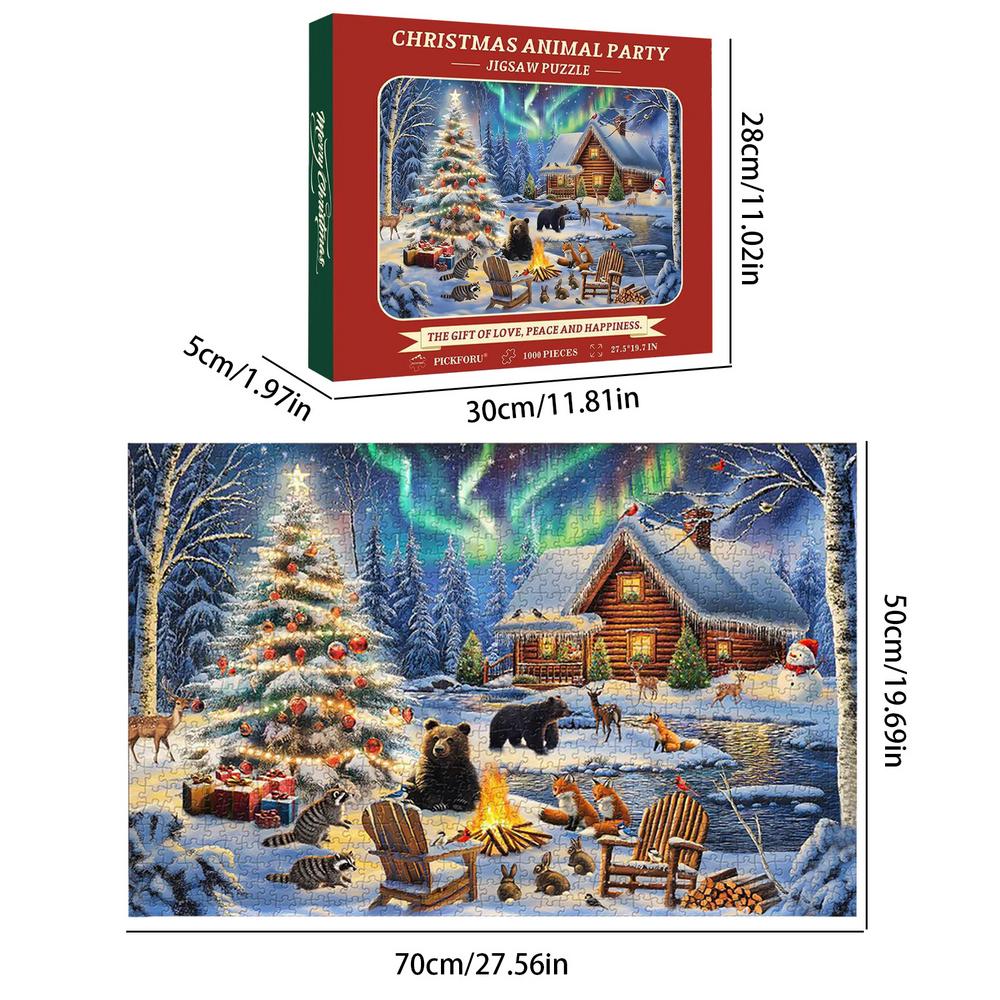 2024 Christmas Jigsaw Puzzles 2024 Christmas Animal Party 1000 Pieces Puzzles Cardboard Material Stocking Stuffers for Christmas