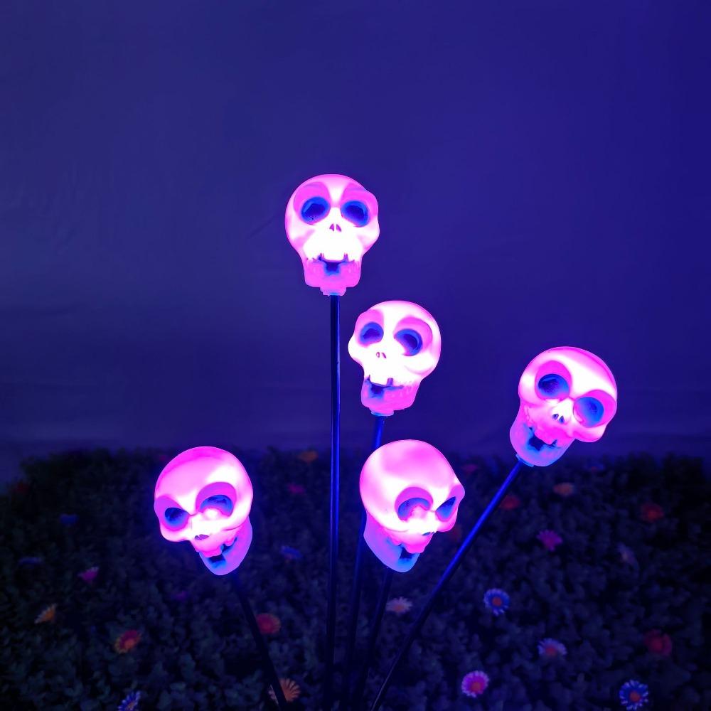 

6 Heads Skull Solar Light IP65 Waterproof Mood Light Halloween Light Intelligent Light Control No Wiring Required фиолетовый светлый