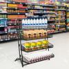 Scaffale Espositore per Caramelle Moderno a 4 Piani con Design Inclinato Nero - Organizer da Banco in Ferro per Snack per Esposizione in Supermercato e Negozio