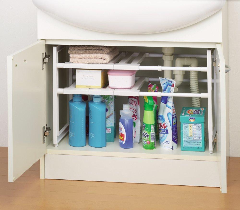 Pearl Metal Arrange Free Under-Bathroom Space Rack, Expandable Type, H-9719