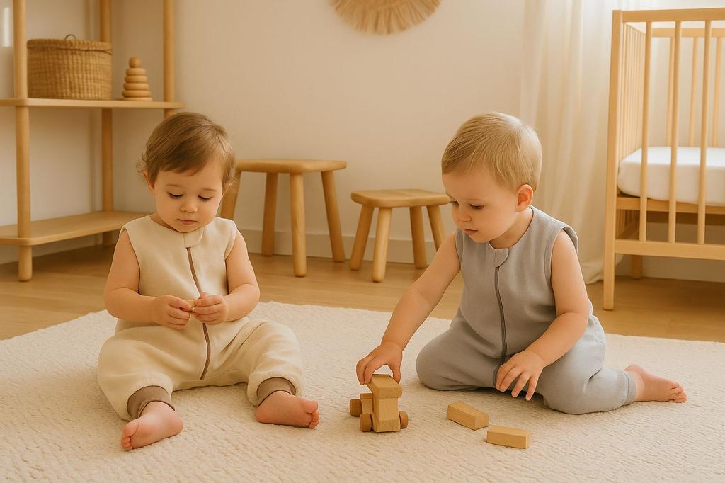 Musselin Schlafsack für Kinder mit Beinen L 9-24 Monate Sommer TOG 1.0 - grau
