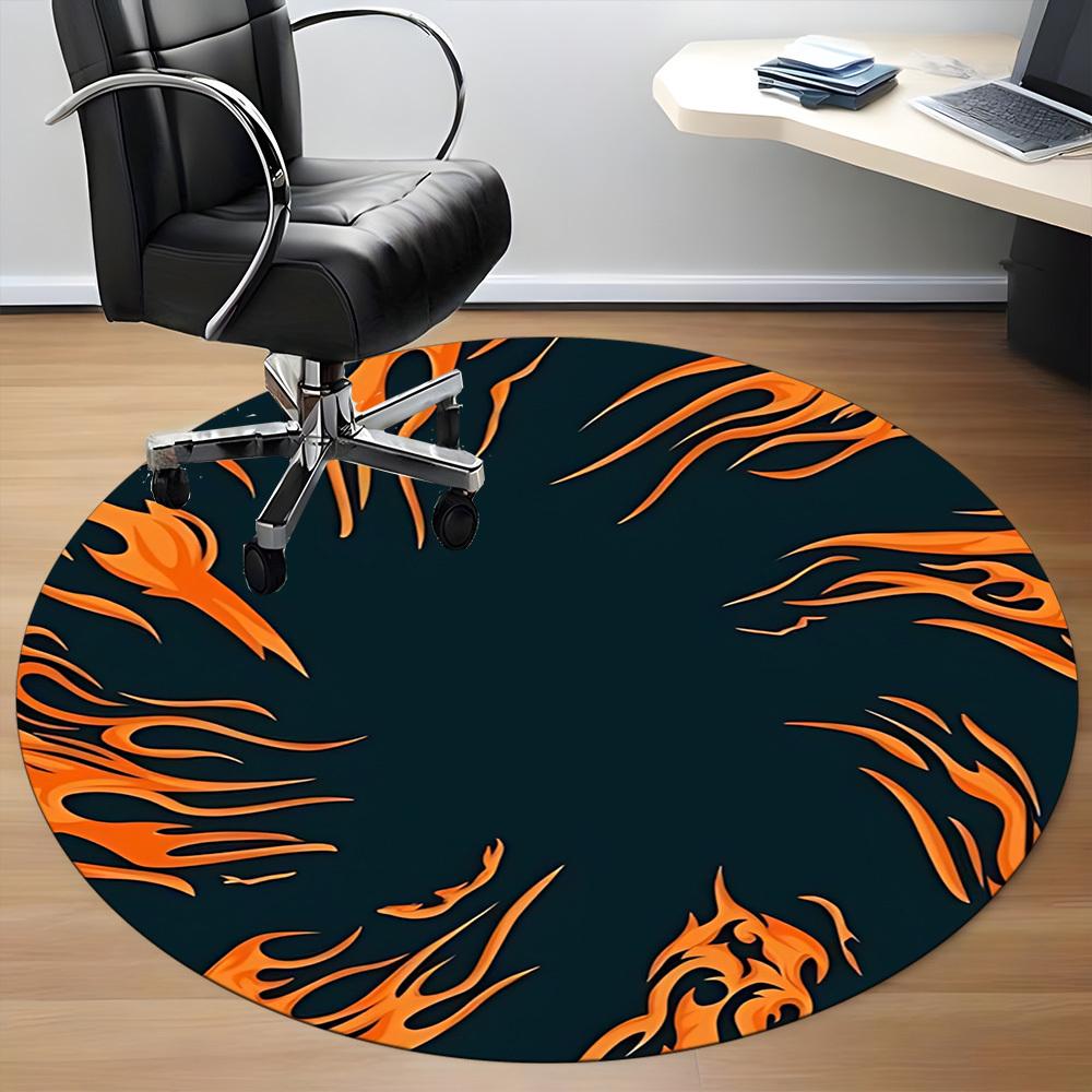 1pc Flame Circle Design Chair Carpet for Office, Soft, Non-Slip Polyester Mat, Office, Entryway, Living Room, Bedroom, yy251207278