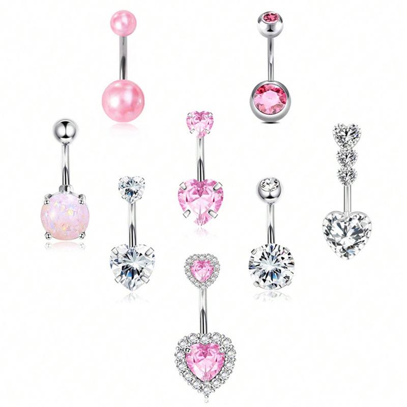 

6/8 шт. Сексуальный набор колец для пирсинга пупка с сердечками и цирконом для женщин, девушек, украшения для пирсинга тела, аксессуары, подарки