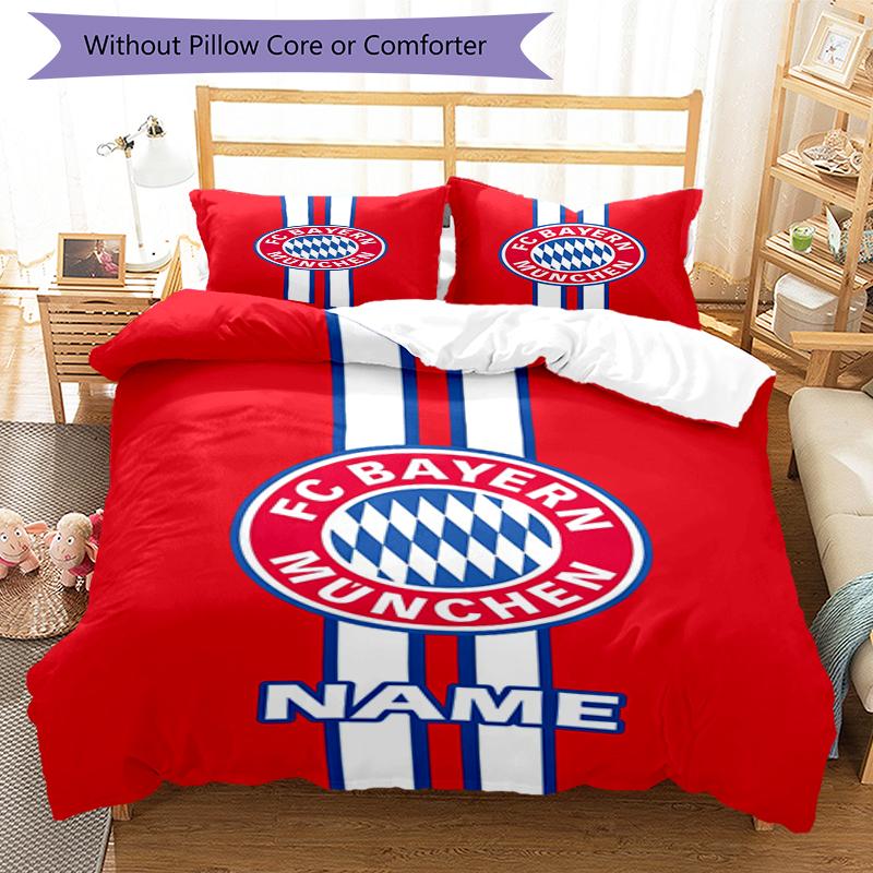 Set Biancheria da Letto FC Bayern München Personalizzato con Nome 3 Pezzi Copripiumino Chiusura Include 1 Copripiumino e 2 Federe, Morbido e Confortevole per Tutte le Stagioni.