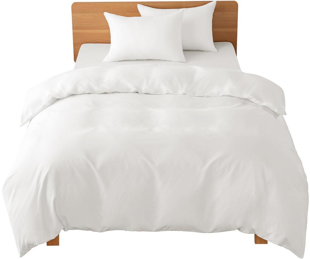 AZRA Single Duvet Cover Sheet Comforter Cover Bedding Set for and Includes Bed Sheet and Two Peach Skin Washable and White 3-Piece Set, Set, Set,