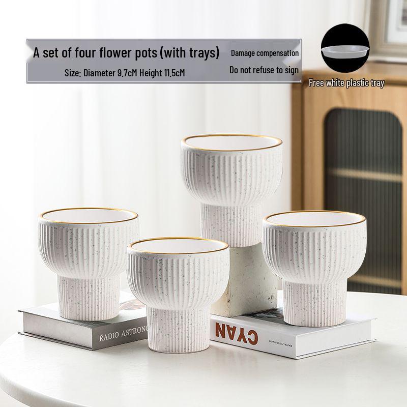 Nordic High-Leg Ceramic Orchid Pot: Durable, Artistic for Home or Balcony Use