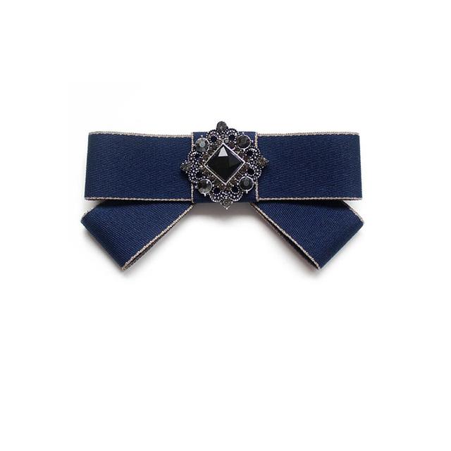 New Female Unisex Bow Tie Brooches For Women Pearl Crystal Pendant Collar Pin Shirt Clothes Necktie Bowknot Suit Accessories