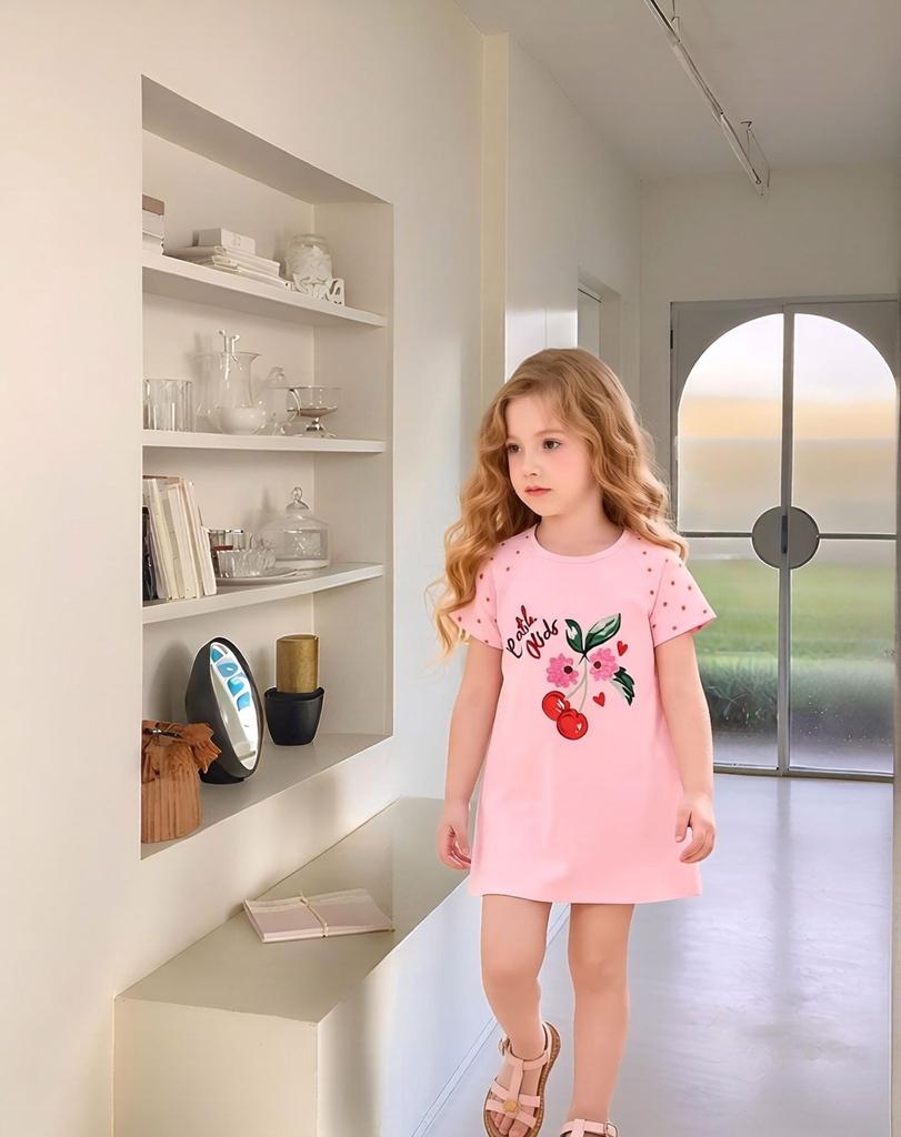 Girls Summer Cartoon Cat Dress Striped Princess Fashion Kids Dress