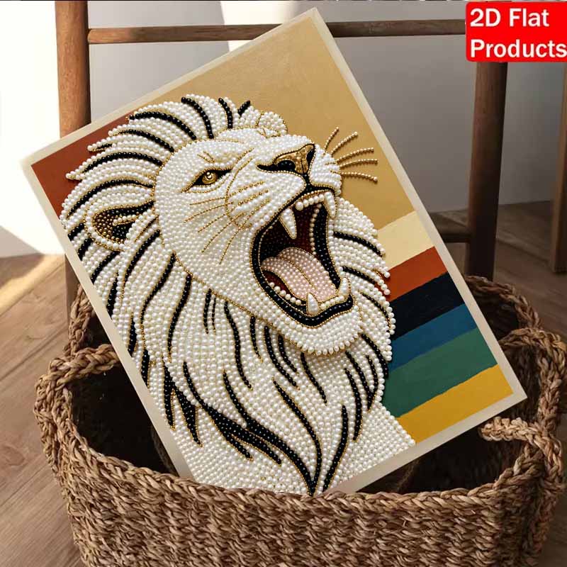 Pearl Painting Art Painting Kit for Adults and Beginners, Majestic Lion Head Sparkling Painting Craft Home Wall Decor Handmade Gift