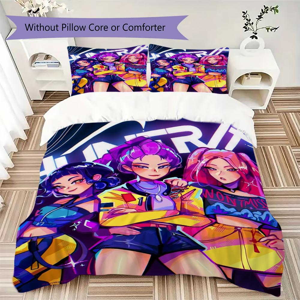 Kpop Demon Hunters Threepiece Set 1 Duvet Cover 2 Pillowcase Without Core Without Core Christmas Birthday Gift Bedding Set