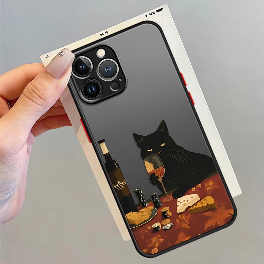 Slightly Drunk Cat Case for iPhone 17 Pro Max 13 Mini XS XR 11 15 16 Plus 14 12 Air 7 8 SE Funda Back Phone Cover