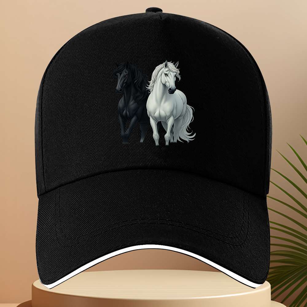 

This Image of a Black And White Horse Showcasing Equine Beauty Exudes Sophistication And Majesty The Baseball Cap