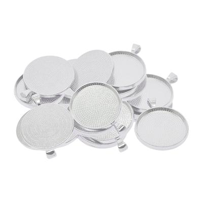 10 Stück leere runde Lünetten-Tablett-Basis für 42 x 33 mm Cabochon-Halskettenanhänger 30 mm