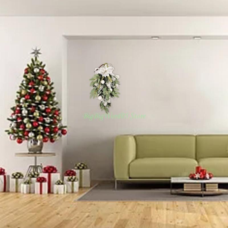 

24TE Christmas Wreath Upside Down Garland for Xmas Tree Home Wall Decor Garlands CN