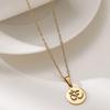 304 Stainless Steel OM Symbol Round Pendant Necklace - Women's European American Fashion Yoga Clavicle Chain