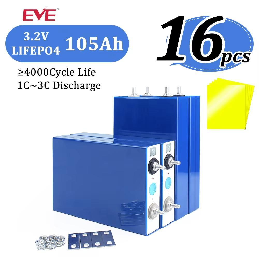 LifePo4-Batterie lädt in Lithiumeisenphosphat, 3,2 V, 105 Ah, 12 V Prismenbatterie für DIY-Solarspeicher, Wohnmobil, LKW
