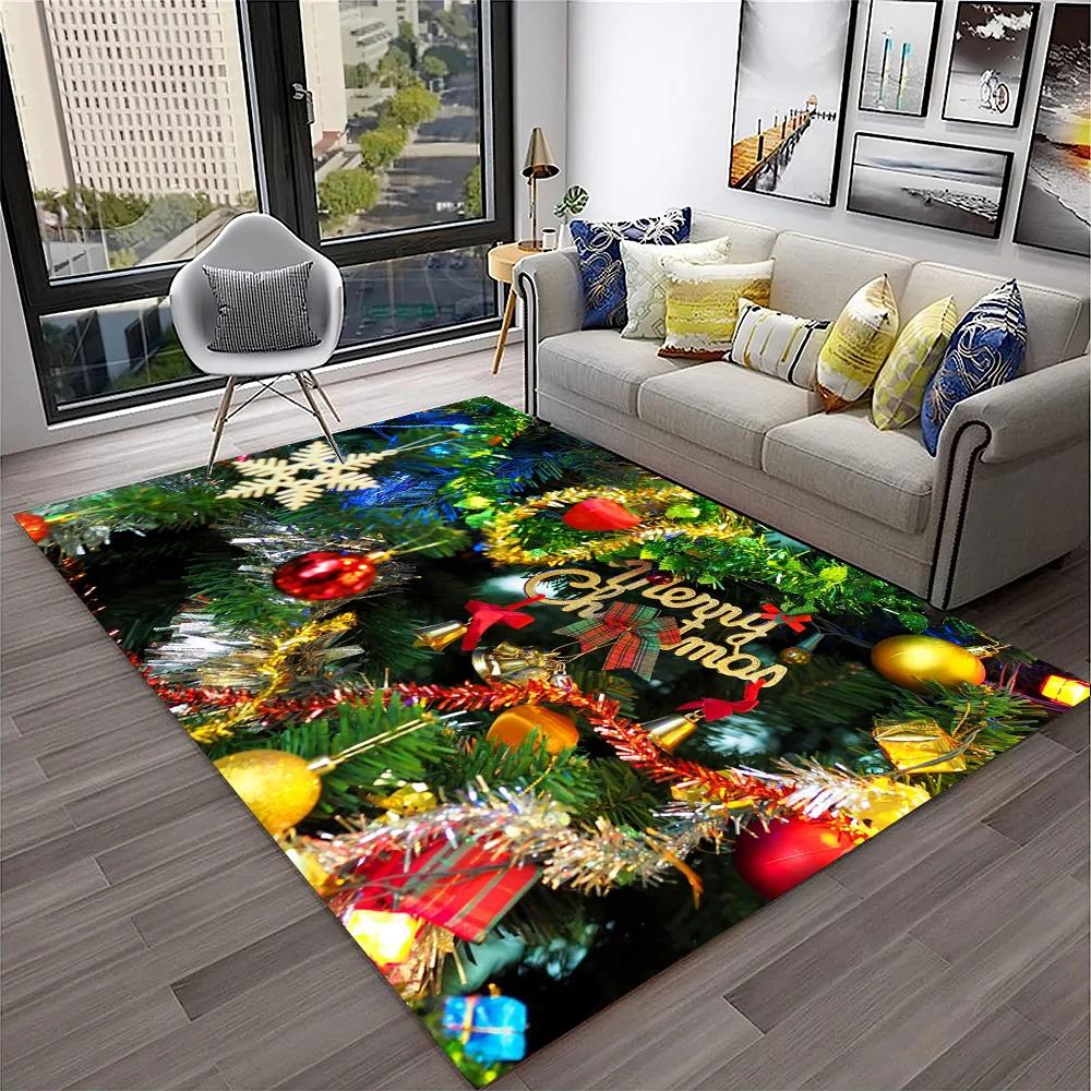 Alfombra con diseño de Papá Noel y árbol de Navidad para niños, regalo para el hogar, sala de estar, dormitorio, sofá, decoración, alfombrilla antideslizante