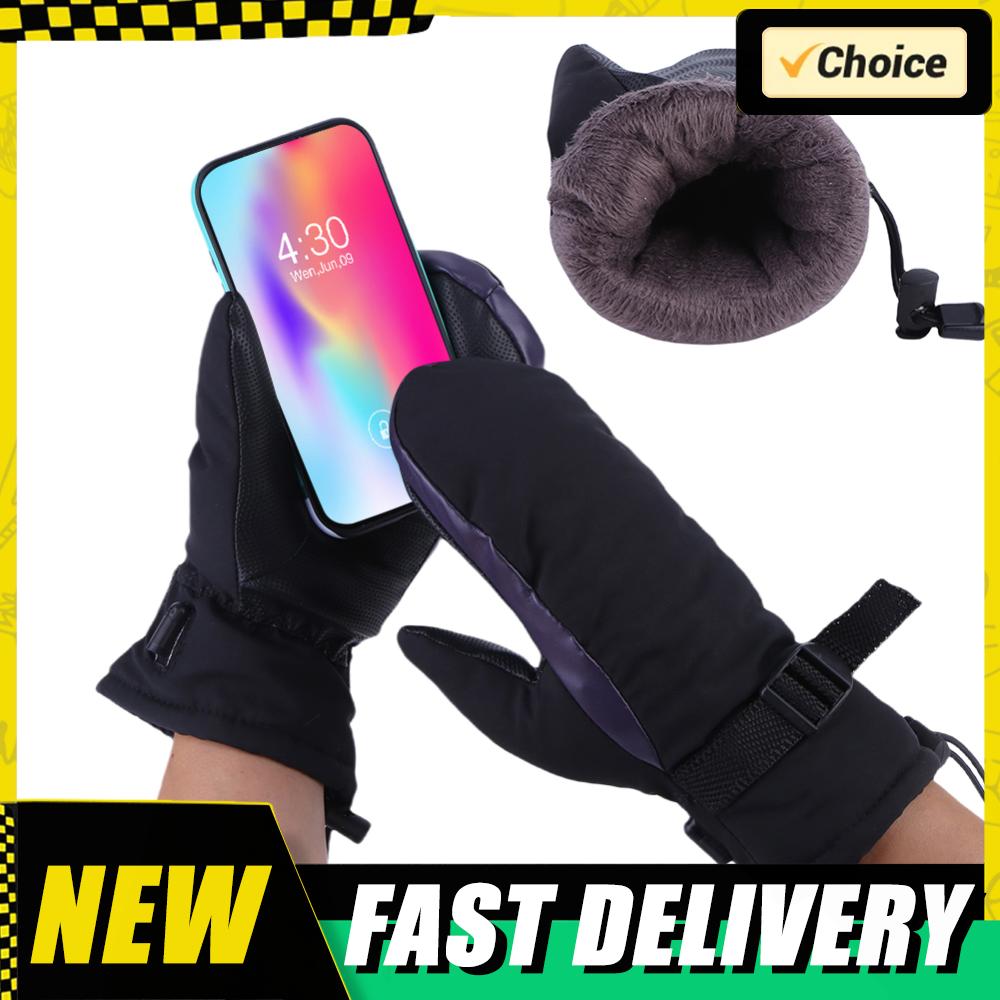 USB Charging Electric Heated Gloves Motorcycle Winter Moto Heated Gloves Warm Waterproof Rechargeable Heating Snowmobile Gloves