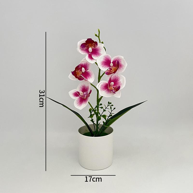 Artificial Orchid Potted Plants Fake Phalaenopsis In Plastic Pot Bonsai Plants Wedding Table Centerpiece Home Office Decoration