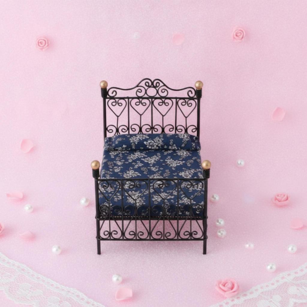 Dollhouse Double Bed 1:12 Scale Miniature with Mattress Wroughtintricate