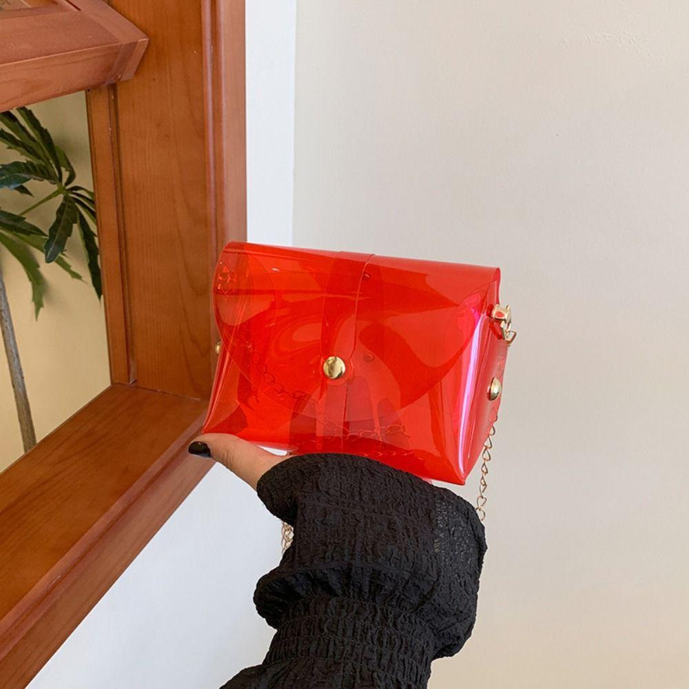 Candy Color Transparent Crossbody Bag Kawaii Mini Lipstick Bag Fashion Jelly Shoulder Bag Female