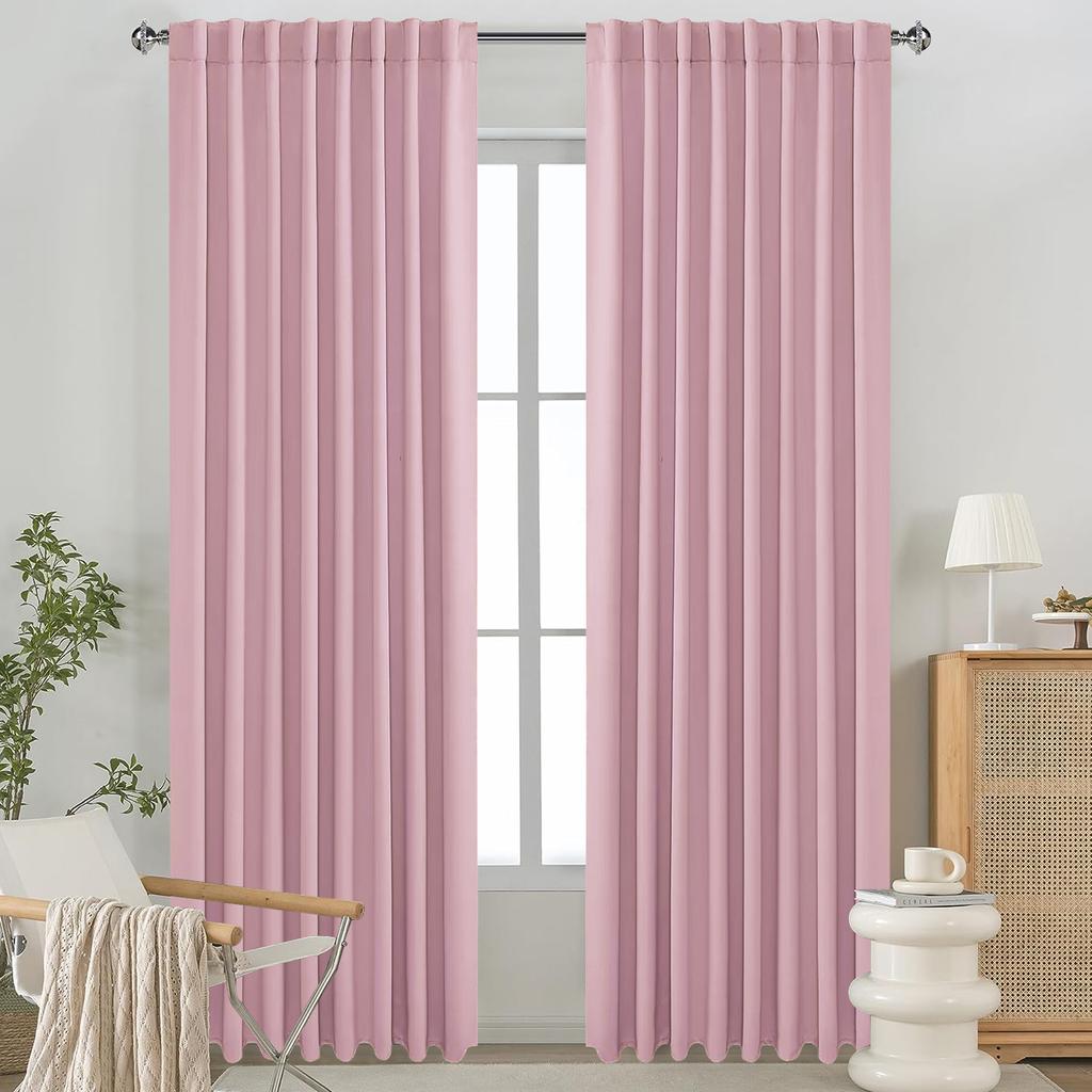 Blackout Curtains for Living Room Darkening Functional Heading Solid Bedroom Curtains Ready-made Thermal Insulated Window Drapes