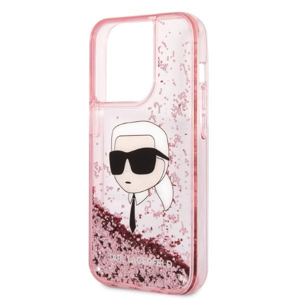 Karl Lagerfeld KLHCP14LLNKHCP iPhone 14 Pro 6.1" Pink Hardcase Glitter Karl Head