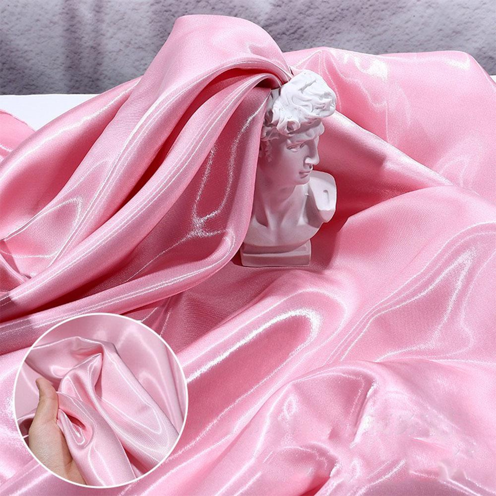 

Shining Glossy Liquid Satin Fabric 50x150cm Metallic Crystal Silk For DIY Sewing Women Dress Suit Costume Drapery Home Textiles 50cm x 150cm розовый